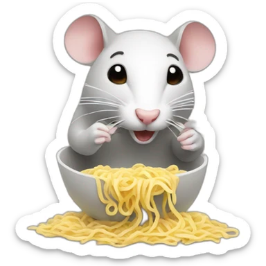 rat eats noodles sticker