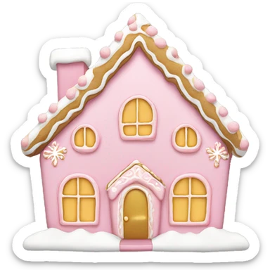light pink and gold and white gingerbread house sticker