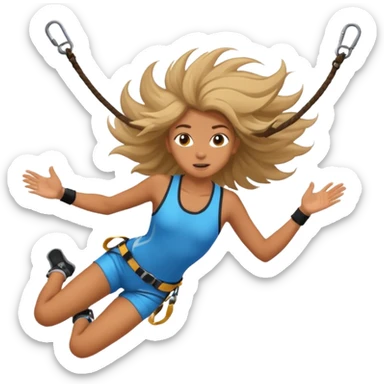 extreme sports lover face bungee jumping face only with hair flying sticker