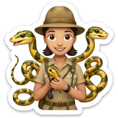Depict different emotions of a photographer with snakes and other exotic animals sticker