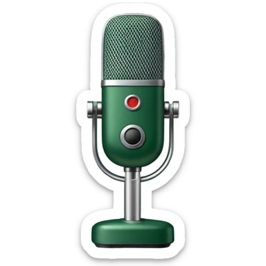 minimalist dark green radio microphone, front view, no text, Apple emoji style sticker