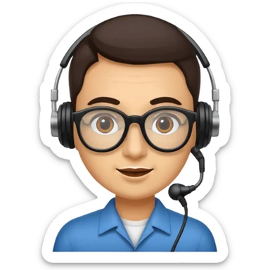 Un locutor de radio moreno con gafas sticker