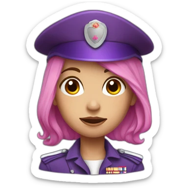 Pink Hair soldier girl with purple uniform  sticker