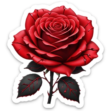 A pitch black aesthetic rose with crimson blood splattered onto it  sticker