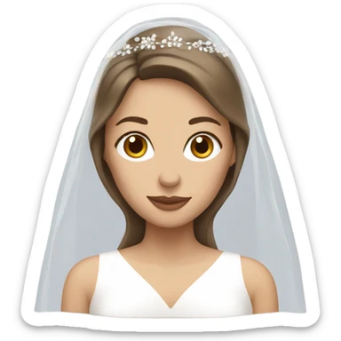 A white woman wearing a wedding veil with brown hair sticker