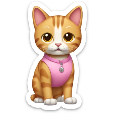 standing cat wearing pink shoes sticker