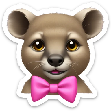Rock hyrax wearing a pink bow sticker