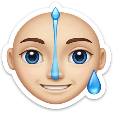 A face split diagonally: one half smiling, the other half with a blue tear.  sticker
