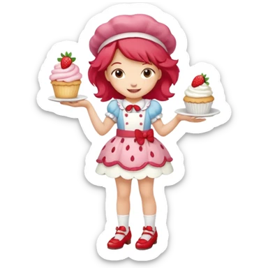 pretty and cute realistic strawberry shortcake full body with red shoes standing sticker