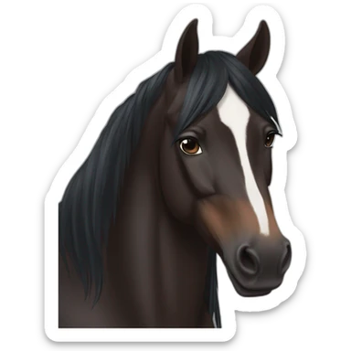 dark bay horse with white star sticker