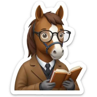 horse read book with glasses sticker