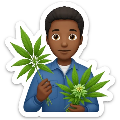 Black Man holding a bouquet of marijuana  sticker