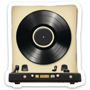 stack of vintage vinyl records sticker