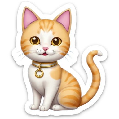 Cat with crescent-shaped collar, playful pose. sticker