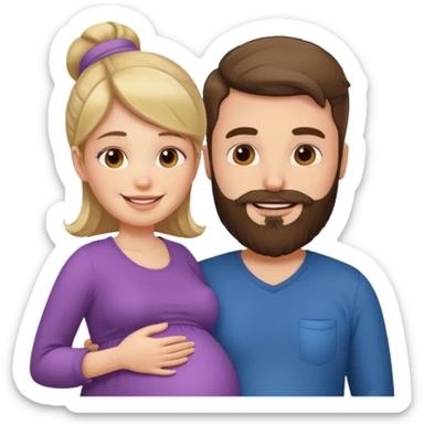 Una mujer embarazada y un hombre con barba  sticker