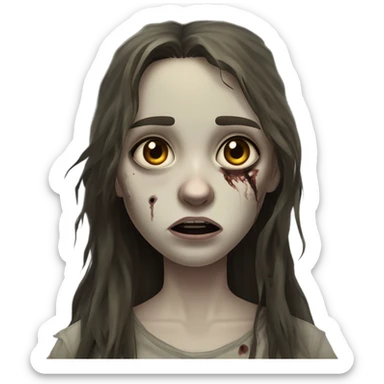 Make a zombie girl with brunette hair  sticker