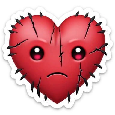 gothic emo broken heart with stitches sticker