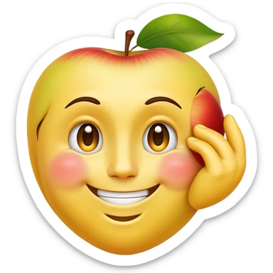A yellow face smiling awkwardly while embarrassed, scratching its temple with one hand, and looking to the side in Apple emoji style sticker