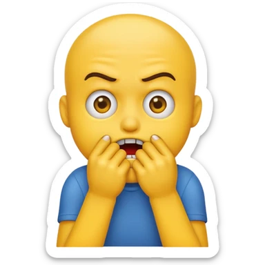 Scared emiji WHO bitting his nails sticker