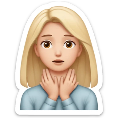 person holding hands on neck and eyes looking up sticker