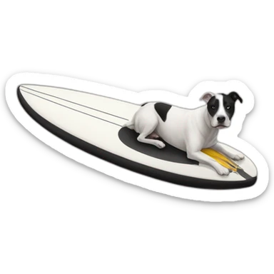 surfboard, black-white amstaff sticker
