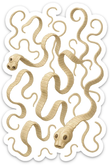 parassiti come la tenia fluttuano in aria sticker