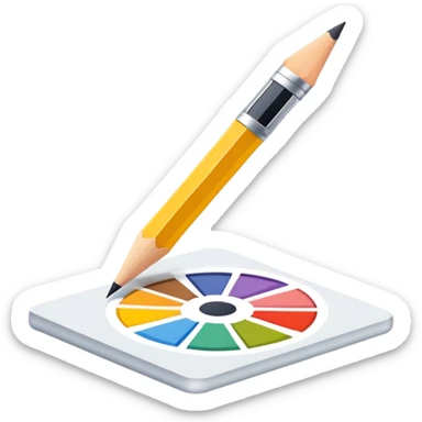 digital graphic template with a pencil, crop icon, and color palette tools around it sticker