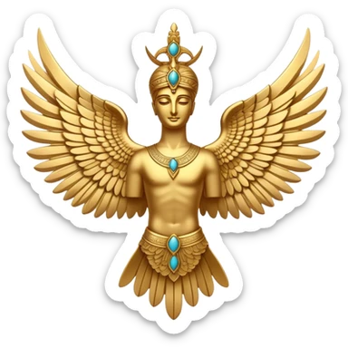 Ancient Persian Faravahar symbol with wings and human figure sticker