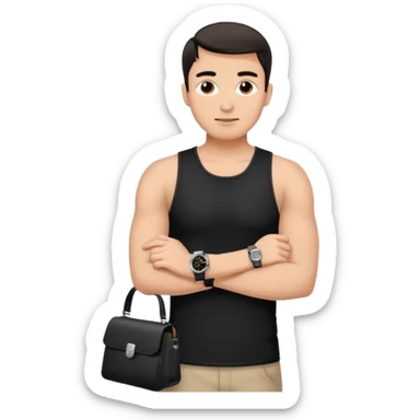 man wearing a black strap watch sticker