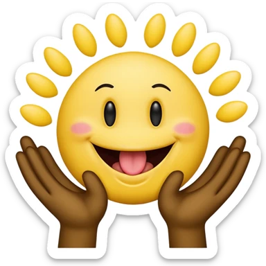 Hands spreading open while a smiley face with its tongue out is in the middle sticker