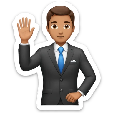 Professional salesman in suit with handshake gesture sticker