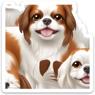 happy beautiful white and orange brown japanese chin sticker