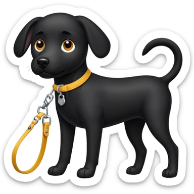 Black dog in a leash sticker