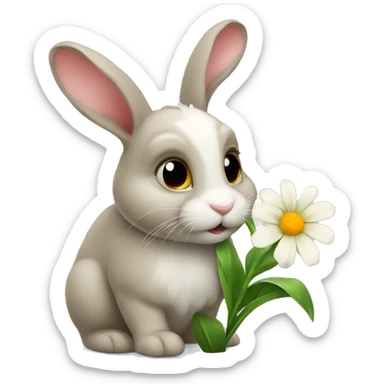 Bunny with flower sticker