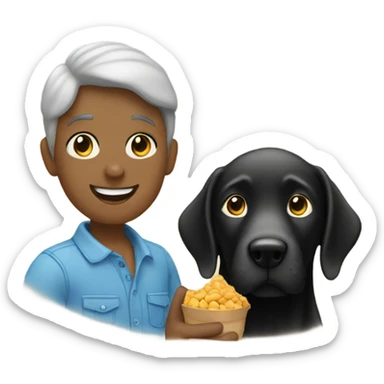 parents with peanut giving a thumbs up and a black lab sticker