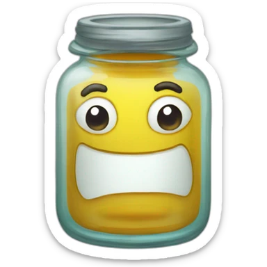 a glass jar of liquid smirks slyly sticker