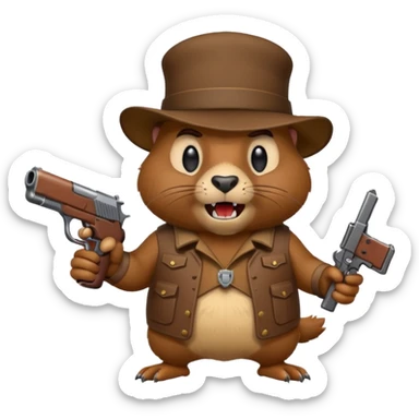 ANGRY gopher with gun sticker