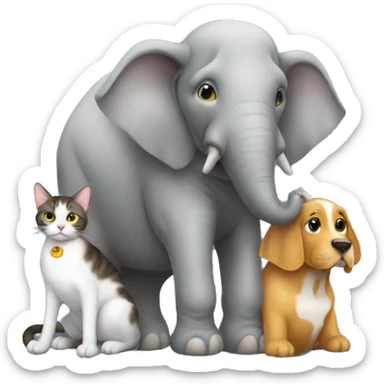 cat sitting on a dog sittin on a elephant sticker