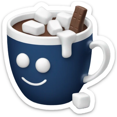 Navy blue mug of hot chocolate with marshmallows  sticker