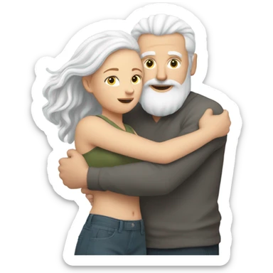 White man ginger , hugging white girlfriend with silver hair  sticker
