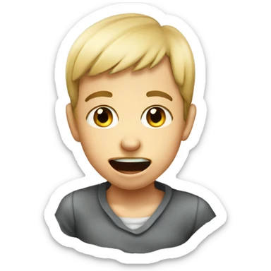 A boy with a mouth dirty by milk sticker