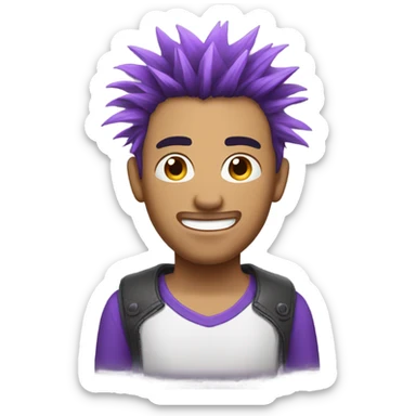 Messy, spiky purple hair emoji for a male character sticker