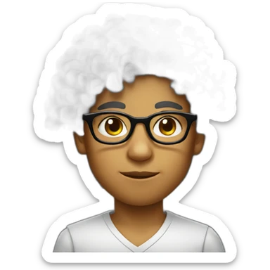 egyptian kid with frizzy hair and glasses sticker