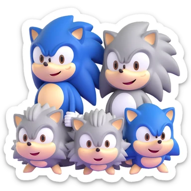 Sonic, Silver, and Shadow hedgehogs together sticker