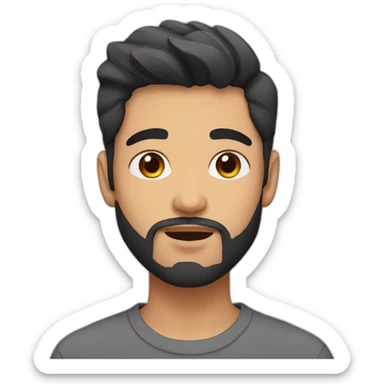 mixed raced asian and european guy, bold with big lips and beard sticker