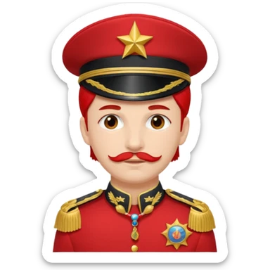 Captain with red hat and high decorated medals and shoulder tassels  sticker