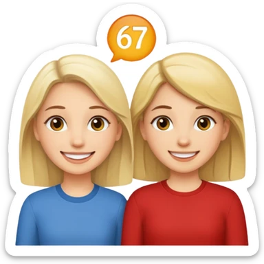 Two girls saying six seven sticker