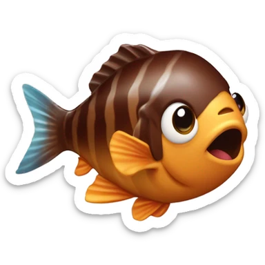 Poisson qui mange du chocolat sticker