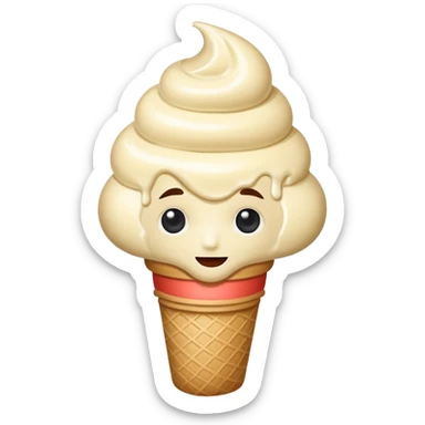 shy vanilla ice cream with a face sticker