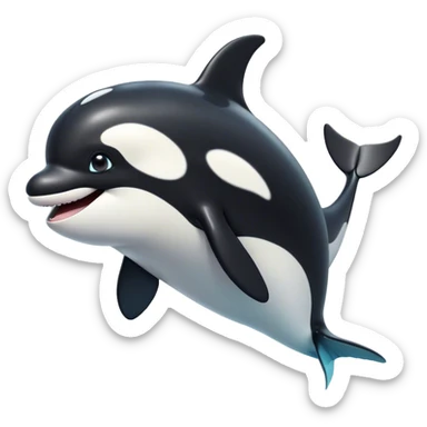 Cinematic Comical orca Portrait Emoji, Head tilted dramatically with an exaggeratedly shocked expression, featuring a sleek black-and-white body with wide, comically expressive eyes full of playful disbelief and animated flippers, Simplified yet hilariously expressive features, highly detailed, glowing with a slightly sassy oceanic glow, high shine, dramatic yet playful, stylized with an air of cheeky marine mischief, soft glowing outline, capturing the essence of a meme-worthy orca that looks ready to make waves with its hilariously dramatic antics! sticker